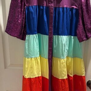 Tiered Dress w/sequin sleeves-NWOT Stay Right There Colorblock Babydoll Dress".